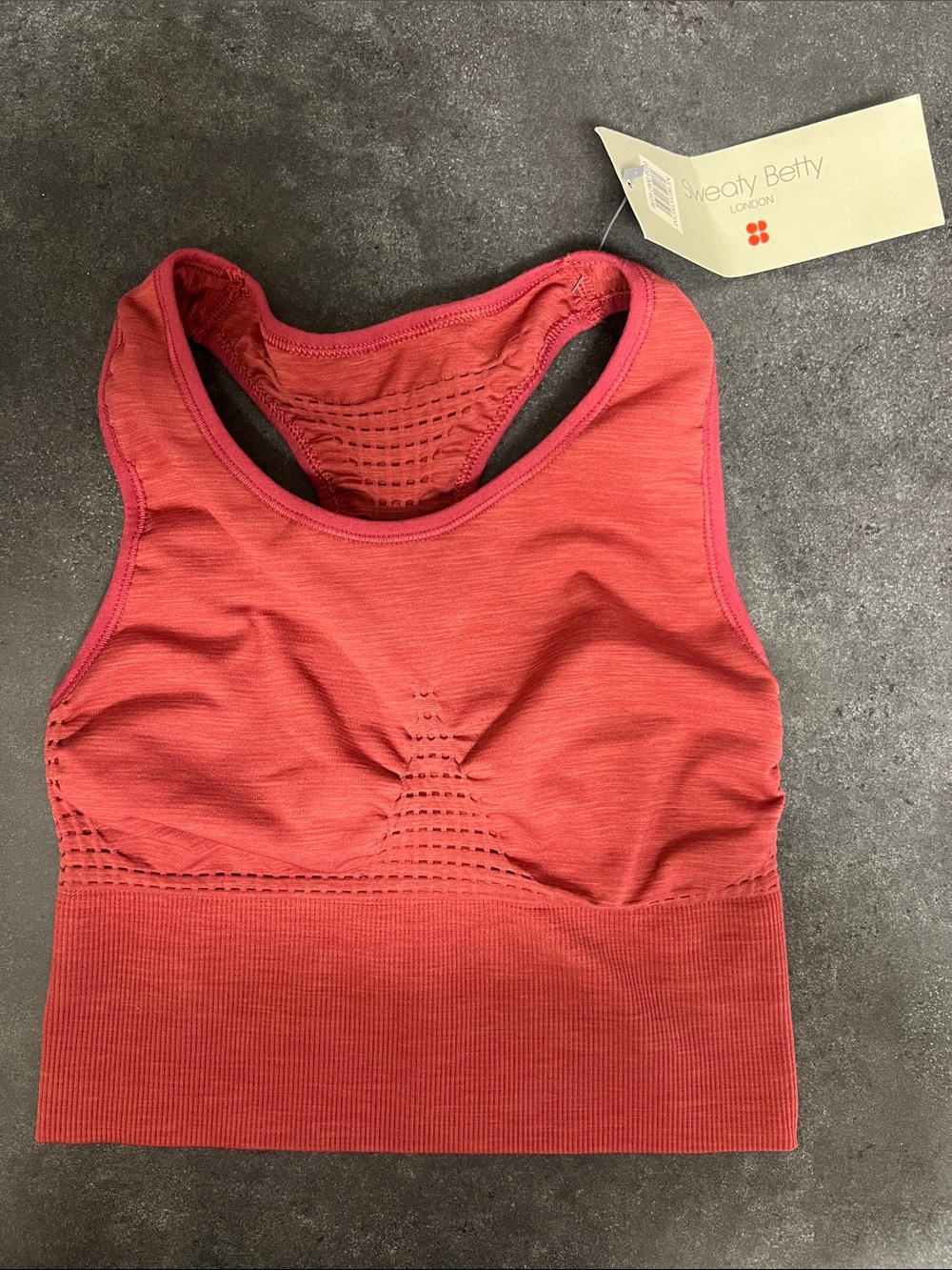 Sweaty Betty Brick Red Seamless Racerback Sports Bra